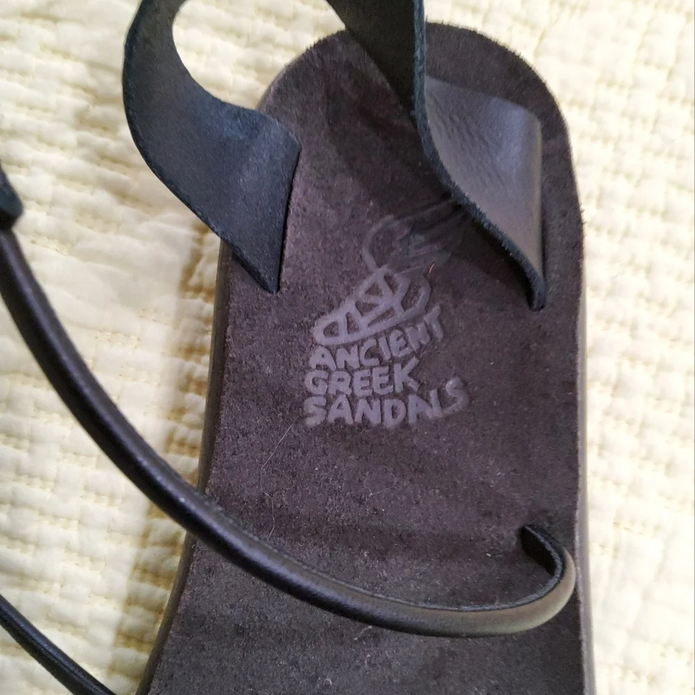 Ancient Greek Sandals black leather